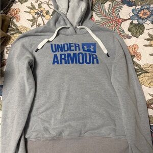 Under Armour Light Gray Pullover Hoodie with Black Logo